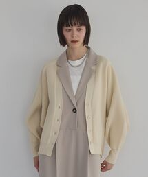 Vネック畔編みフォルムカーデ