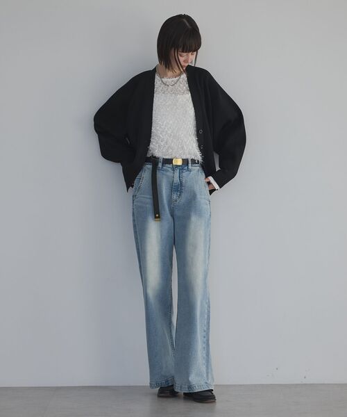 GARAGE OF GOOD CLOTHING（ガレージオブグッドクロージング）の「Vネック畔編みフォルムカーデ（カーディガン/ボレロ・レディース・ライトグレー/アイボリー・FREE）」の18枚目の写真