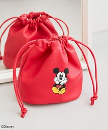 【MICKEY（ミッキー）/別注】レザーライク巾着バッグ