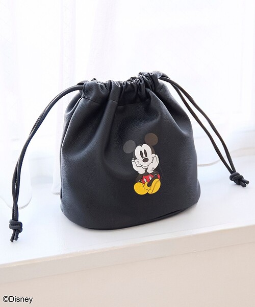 MICKEY（ミッキー）/別注】レザーライク巾着バッグ（ショルダーバッグ