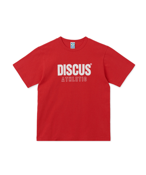 DISCUS ATHLETIC(ディスカス アスレチック)の「スーパーヘビーウェイトレギュラーフィットレターロゴTシャツレッド(Tシャツ/カットソー・レディース・その他・MEDIUM/X-LARGE/LARGE)」の1枚目の写真