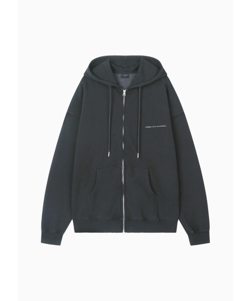LIMELIGHT APPAREL(ライムライトアパレル)の「アパレルピグメントバックロゴオーバーサイズ2WAYジップアップフードパーカー(ブラック/グレー)(パーカー・メンズ・その他・MEDIUM/LARGE/X-LARGE/SMALL)」の2枚目の写真