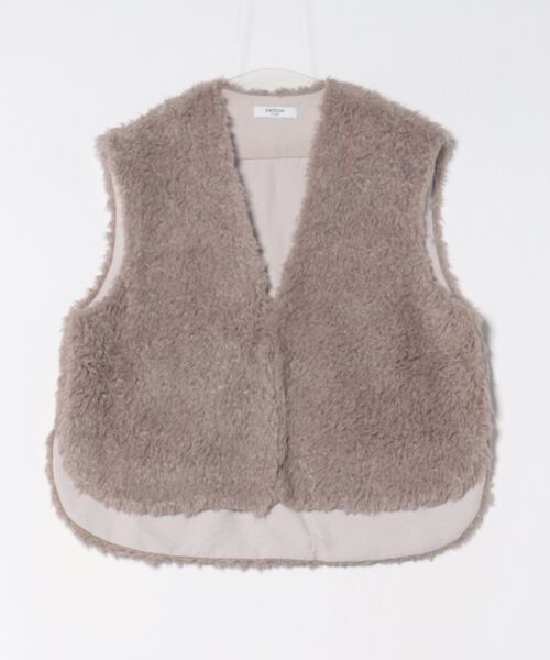 SWITCH BY ARCH(スイッチバイアーチ)の「【RES】【SWITCH by ARCH】Poodle Fur Vest プードル ファー ベスト ARM-723(ベスト・レディース・グレイッシュベージュ/チャコールグレー・FREE)」の2枚目の写真