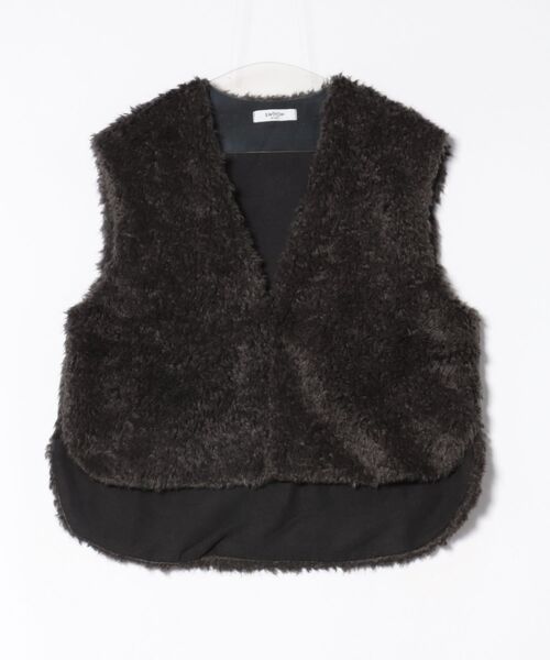SWITCH BY ARCH(スイッチバイアーチ)の「【RES】【SWITCH by ARCH】Poodle Fur Vest プードル ファー ベスト ARM-723(ベスト・レディース・グレイッシュベージュ/チャコールグレー・FREE)」の1枚目の写真