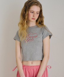 ガールズハートクロップTシャツ_グレー