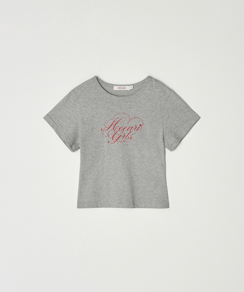 HEEARI(ヒアリー)の「ガールズハートクロップTシャツ_グレー(Tシャツ/カットソー・レディース・その他・FREE)」の2枚目の写真