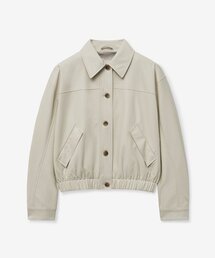 LADY VOLUME | LOOSE FIT LEATHER BLOUSON JUMPER_CREAM(ブルゾン)