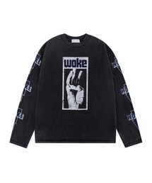 その他ブランド / WOKE EDGE/長袖Tシャツ/L/コットン/BLK/プリント WOKE EDGE｜ウォークエッジのTシャツ/カットソー（ブラック/黒色系