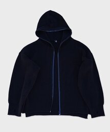 full zip up wool blend knit hood