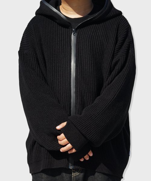 RESPECT(リスペクト)の「full zip up wool blend knit hood(ニット/セーター・メンズ・その他・LARGE/MEDIUM)」の3枚目の写真