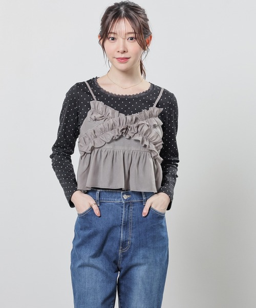 Honeys(ハニーズ)の「フリルビスチェ(シャツ/ブラウス・レディース・チャコール/アイボリー/ブラック・L/LL/M/S)」の13枚目の写真