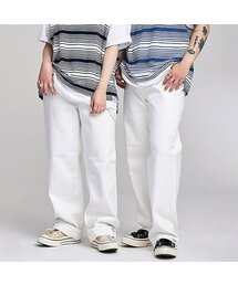 APOSTROPHE COMMA（アポストロフィコンマ）の「リバーシブルポイントラベルワイドデニムパンツ（クリーム）（デニムパンツ）」