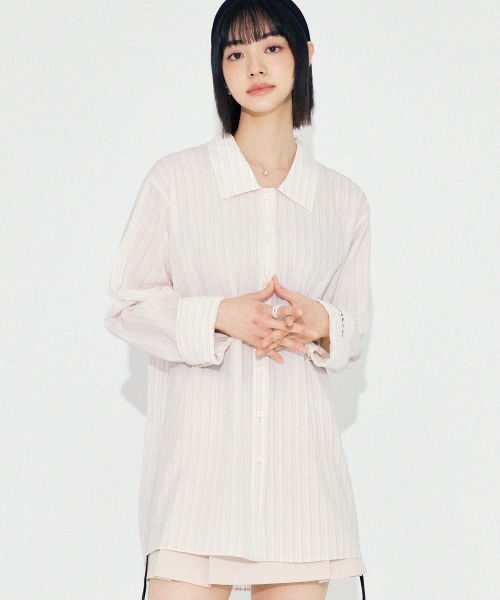 Diamond Layla(ダイアモンドレイラ)の「OL Vintage Pleated Stripe Shirt S145(シャツ/ブラウス・レディース・その他・LARGE)」の9枚目の写真