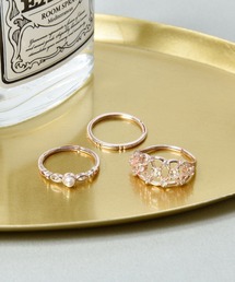 Flowering（フラワーリング）の「【3個セット】うねり/パール/ビジュー/クラシカル/セットリング/サイズ調整可能（リング）」