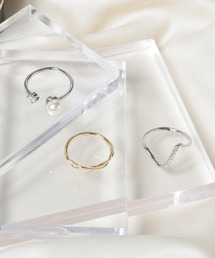 Flowering（フラワーリング）の「【3個セット】うねり/パール/ビジュー/クラシカル/セットリング/サイズ調整可能（リング）」