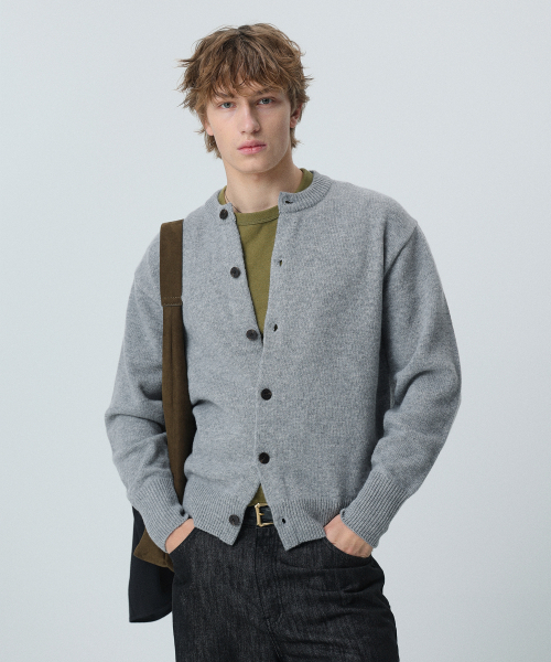 Nights Crop Knit Cardigan GREY — короткий вязаный кардиган Nights, серый