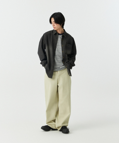 STENDS（ステンズ）の「[M~4XL] フェードウォッシングデニムシャツ_ブラック（シャツ/ブラウス・レディース・その他・LARGE/MEDIUM/XX-LARGE/XXX-LARGE）」の3枚目の写真