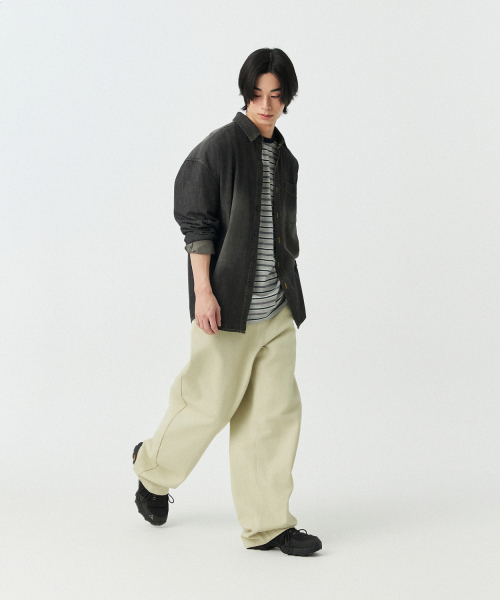 STENDS（ステンズ）の「[M~4XL] フェードウォッシングデニムシャツ_ブラック（シャツ/ブラウス・レディース・その他・LARGE/MEDIUM/XX-LARGE/XXX-LARGE）」の4枚目の写真