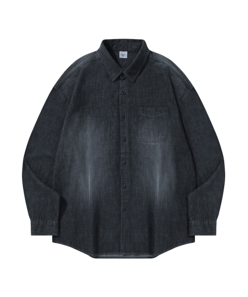 STENDS（ステンズ）の「[M~4XL] フェードウォッシングデニムシャツ_ブラック（シャツ/ブラウス・レディース・その他・LARGE/MEDIUM/XX-LARGE/XXX-LARGE）」の6枚目の写真