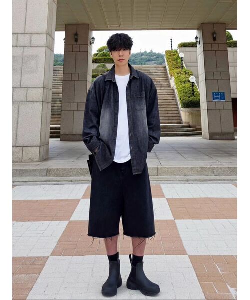 STENDS（ステンズ）の「[M~4XL] フェードウォッシングデニムシャツ_ブラック（シャツ/ブラウス・レディース・その他・LARGE/MEDIUM/XX-LARGE/XXX-LARGE）」の7枚目の写真