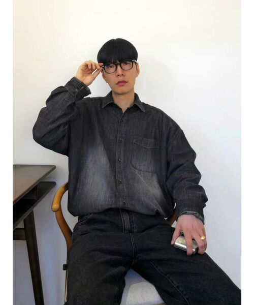 STENDS（ステンズ）の「[M~4XL] フェードウォッシングデニムシャツ_ブラック（シャツ/ブラウス・レディース・その他・LARGE/MEDIUM/XX-LARGE/XXX-LARGE）」の9枚目の写真