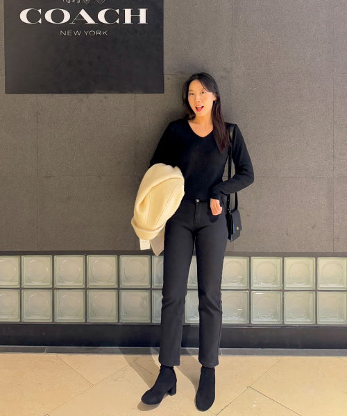 GCLIP(ジクリップ)の「フクンウィング起毛シークレットバンディングスリムストレートコットンパンツ(その他パンツ・レディース・ブラック・SMALL/MEDIUM/LARGE/X-LARGE/XX-LARGE)」の2枚目の写真