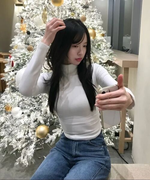 DOLPHIN WAVE APPAREL(ドルフィンウェーブアパレル)の「ドルフィンフィットスリムタートルネック長袖Tシャツアイボリー(Tシャツ/カットソー・レディース・その他・FREE)」の13枚目の写真