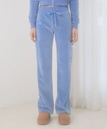 VELVET TRAINING BOOTS CUT PANTS (BLUE)