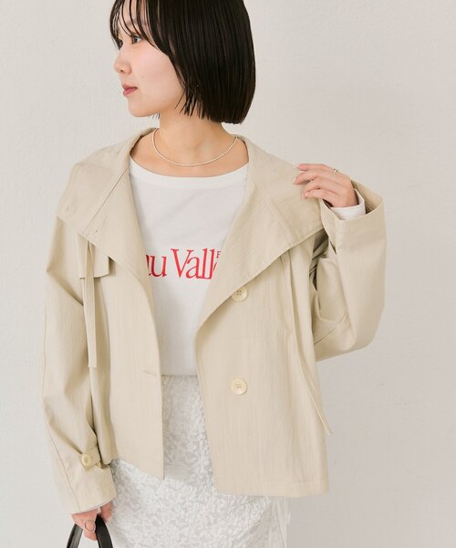 mystic（ミスティック）の「【3色展開/シワになりにくい】スタンドカラーショートトレンチ（トレンチコート・レディース・アイボリー/ベージュ/キャメル・FREE）」の21枚目の写真
