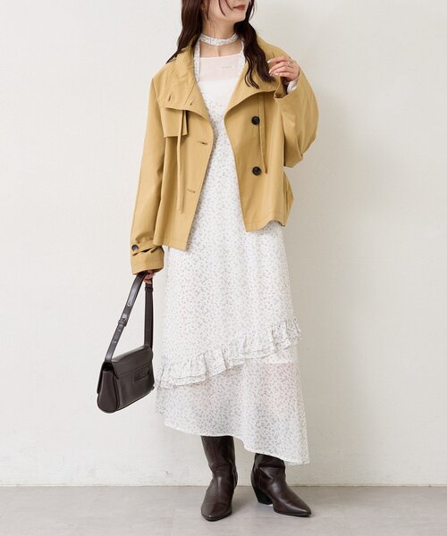 mystic（ミスティック）の「【3色展開/シワになりにくい】スタンドカラーショートトレンチ（トレンチコート・レディース・アイボリー/ベージュ/キャメル・FREE）」の7枚目の写真