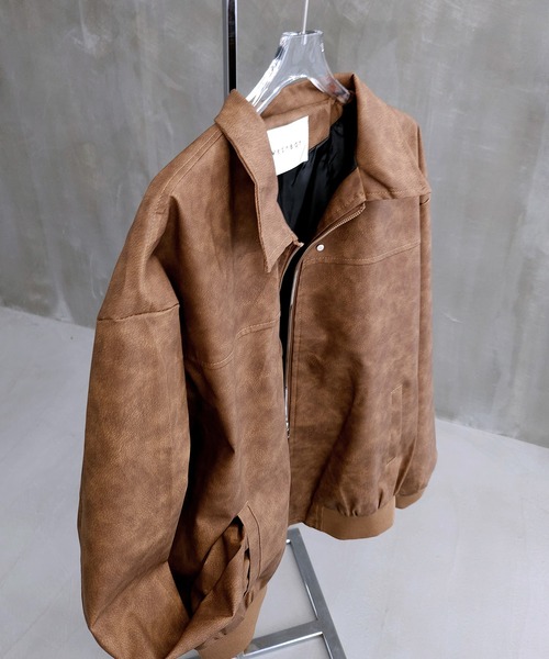 WESTBOY(ウエストボーイ)の「軽量 フェイクレザージャケット ブルゾン WO25W14OT03(ライダースジャケット・メンズ・グレー/ブラウン・L/M/XL)」の7枚目の写真