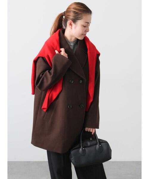 Lugnoncure（ルノンキュール）の「ウールライクミドルPコート（その他アウター・レディース・ブラウン/ネイビー/グレー・F）」の2枚目の写真