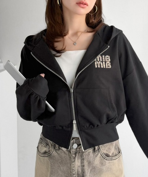 mily bilet(ミウィビレット)の「《9月中旬再入荷!予約受付中》【mily bilet】1枚は持っておきたい!垢抜け必至。胸元ワッペン付きダブルジップパーカー(長袖)(パーカー・レディース・オートミール/杢グレー/アイボリー/ブラック/ブラウン・X-LARGE/SMALL/MEDIUM/LARGE)」の15枚目の写真