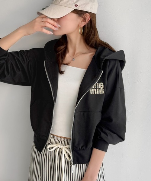 mily bilet(ミウィビレット)の「《9月中旬再入荷!予約受付中》【mily bilet】1枚は持っておきたい!垢抜け必至。胸元ワッペン付きダブルジップパーカー(長袖)(パーカー・レディース・オートミール/杢グレー/アイボリー/ブラック/ブラウン・X-LARGE/SMALL/MEDIUM/LARGE)」の21枚目の写真
