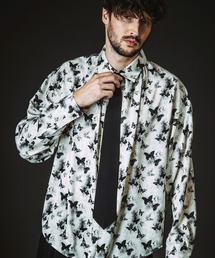 【NO ID.】Neck Gather Big Shirt with Tie / ネクタイ 付 ネック ギャザー ビッグ シャツ