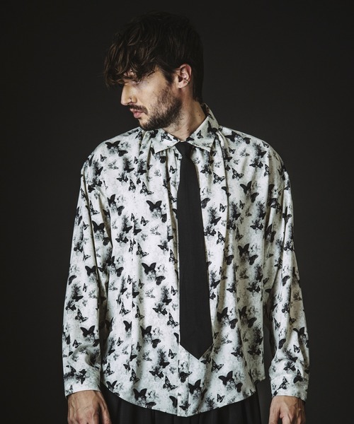 NO ID.（ノーアイディ）の「【NO ID.】Neck Gather Big Shirt with Tie / ネクタイ 付 ネック ギャザー ビッグ シャツ（シャツ/ブラウス・メンズ・ホワイト/ブラック・ONE SIZE）」の21枚目の写真