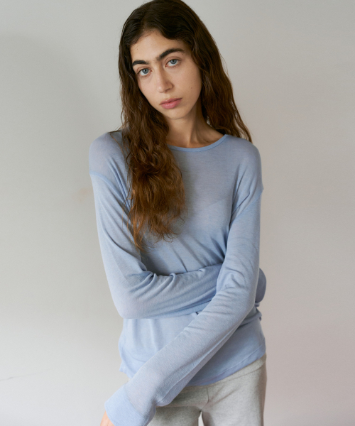 38COMEONCOMMON(38カモンコモン)の「Sheer Touch Long Sleeve (Sky Blue)(Tシャツ/カットソー・レディース・その他・FREE)」の1枚目の写真