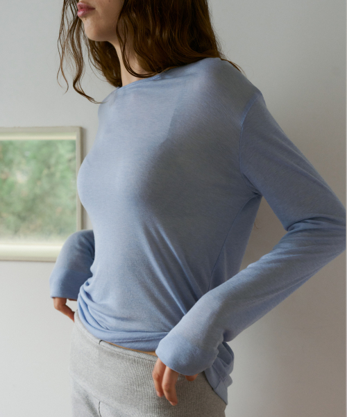 38COMEONCOMMON(38カモンコモン)の「Sheer Touch Long Sleeve (Sky Blue)(Tシャツ/カットソー・レディース・その他・FREE)」の3枚目の写真