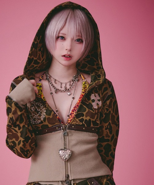 GALFY（ガルフィー）の「GALFY-柄姐フーディー（パーカー・レディース・カーキ/ピンク/ベージュ/キャメル・FREE）」の10枚目の写真