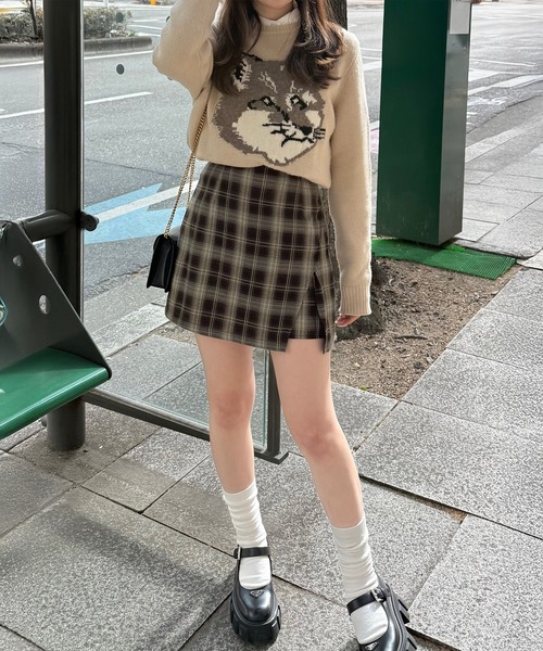 junoah(ジュノア)の「バックレースアップミニスカパン(スカート・レディース・ブラック/ダークブラウン/チャコール・LARGE/MEDIUM/SMALL)」の13枚目の写真