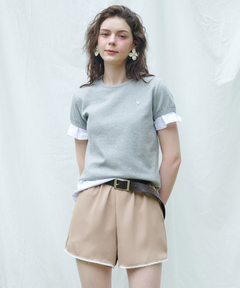 3-Tuck wide linen touch straight slacks / 3タックワイドリネン