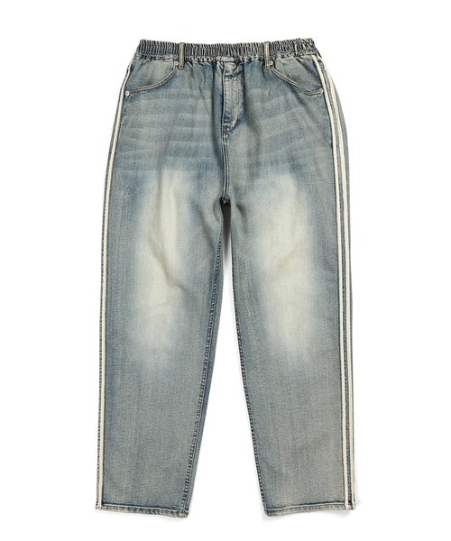 The DUFFER of ST.GEORGE（ザダファーオブセントジョージ）の「「GUM STRETCH DENIM」SIDE LINE WIDE JEANS：超伸縮「ガムストレッチ デニム」サイドライン ワイドジーンズ（デニムパンツ・メンズ・ライトインディゴブルー・SMALL/MEDIUM/LARGE/X-LARGE）」の6枚目の写真