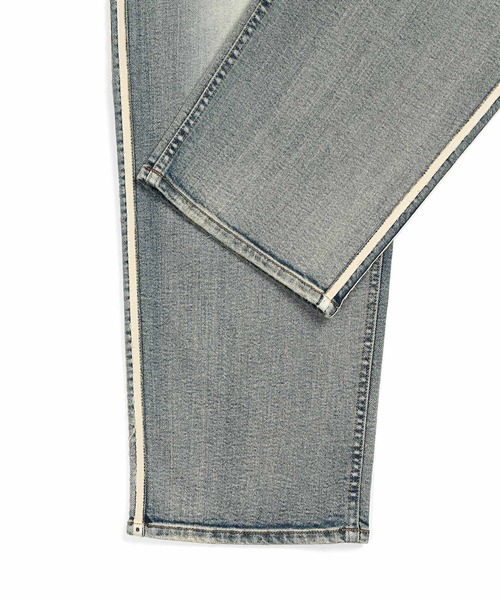 The DUFFER of ST.GEORGE（ザダファーオブセントジョージ）の「「GUM STRETCH DENIM」SIDE LINE WIDE JEANS：超伸縮「ガムストレッチ デニム」サイドライン ワイドジーンズ（デニムパンツ・メンズ・ライトインディゴブルー・SMALL/MEDIUM/LARGE/X-LARGE）」の9枚目の写真