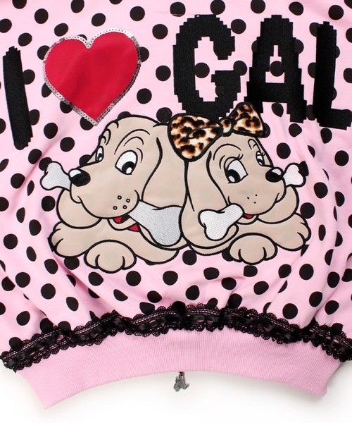 GALFY（ガルフィー）ポップポップI LOVE GALパーカー/ドット総柄 ネコ