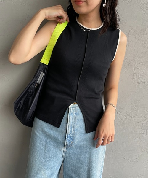 MILLER（ミラー）の「【WEB先行予約】[MILLER/ミラー] 別注 配色 センタースリット パネルリブタンクトップ（タンクトップ・レディース・サックスブルー/ブラック/アイボリー/ボルドー/ブラウン・F）」の2枚目の写真