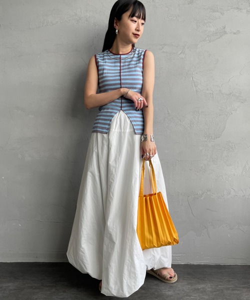 MILLER（ミラー）の「【WEB先行予約】[MILLER/ミラー] 別注 配色 センタースリット パネルリブタンクトップ（タンクトップ・レディース・サックスブルー/ブラック/アイボリー/ボルドー/ブラウン・F）」の8枚目の写真