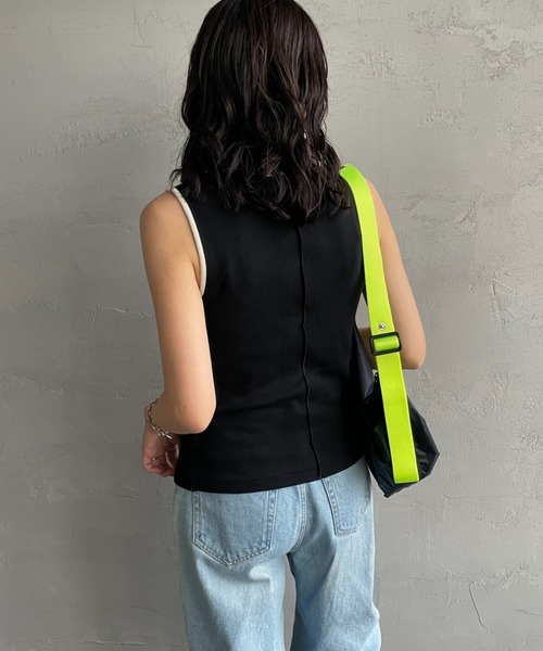 MILLER（ミラー）の「【WEB先行予約】[MILLER/ミラー] 別注 配色 センタースリット パネルリブタンクトップ（タンクトップ・レディース・サックスブルー/ブラック/アイボリー/ボルドー/ブラウン・F）」の22枚目の写真