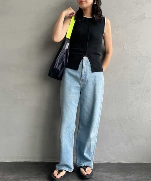 MILLER（ミラー）の「【WEB先行予約】[MILLER/ミラー] 別注 配色 センタースリット パネルリブタンクトップ（タンクトップ・レディース・サックスブルー/ブラック/アイボリー/ボルドー/ブラウン・F）」の7枚目の写真