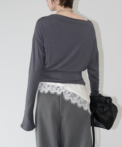 chuclla（チュクラ）の「ツイストドレープロングスリーブトップス chw26s054（Tシャツ/カットソー・レディース・ホワイト/グレー・FREE）」の12枚目の写真