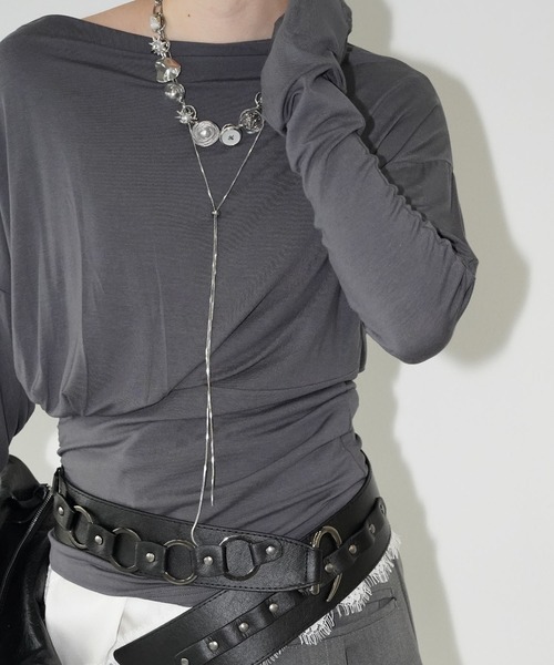 chuclla（チュクラ）の「ツイストドレープロングスリーブトップス chw26s054（Tシャツ/カットソー・レディース・ホワイト/グレー・FREE）」の15枚目の写真